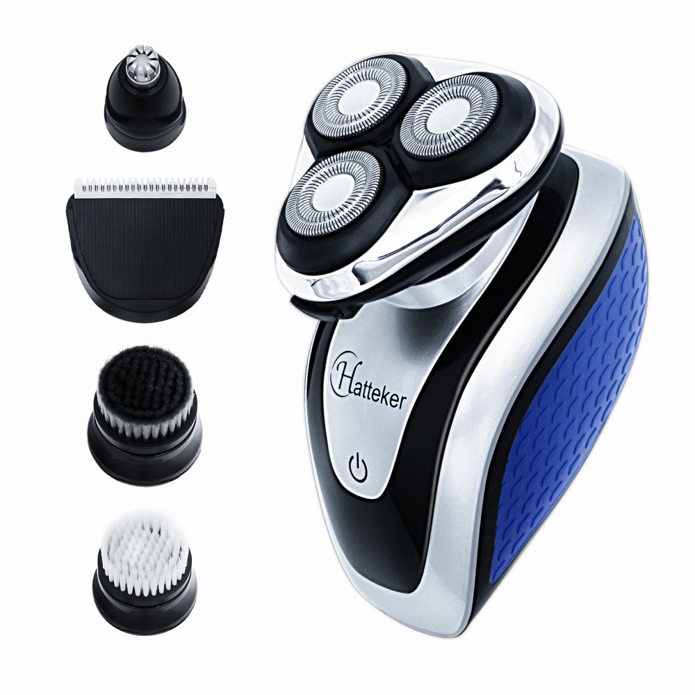 HATTEKER RSCX98005 Rechargeable 5 in 1 Wet/Dry Cordless Electric Ergonomic Shaver for Men