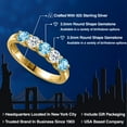 thumbnail image 2 of Gem Stone King 18K Yellow Gold Plated Silver Swiss Blue Topaz and White Topaz Wedding-Bands Ring for Women | 1.03 Cttw | Round 3.5MM | Gemstone November Birthstone | Size 5, 2 of 6