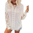 thumbnail image 1 of FOCUSNORM Chandail Creux pour Femmes, Tricot Rond Uni Col Rond, 1 of 9