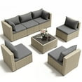 thumbnail image 2 of POTEBAN 7 Piece Outdoor Patio Furniture Set, Grey Rattan Wicker Outdoor Conversation Sectional Sofa Set with Cushions for Backyard, Gray, 2 of 8
