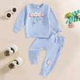 thumbnail image 2 of mgoYE Baby Girl Clothes 3 Months Girl Fall Clothes: Soft Outfits Set Embroidered Knit Top & Sweatpants 2Pcs Cute Home Outdoor(Sky Blue,6-12 Months), 2 of 4