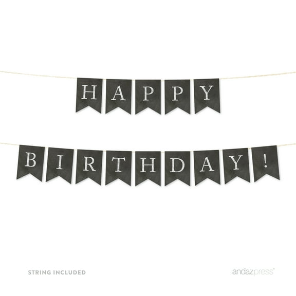 Happy Birthday! Vintage Chalkboard Pennant Party Banner