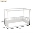 thumbnail image 5 of Bellemave Twin Size Canopy Bed Frame with High Fence Guardrails Montessori Floor Bed Frame with Four Poster Design Wooden Canopy Bed (Twin, White), 5 of 11