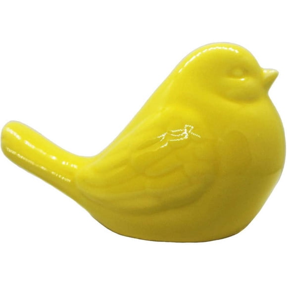 realideas New Yellow Bird Figurine, Ceramic Chubby Bird Figure Cottage Animal Bird Statue Decorations for Home Garden Decor Accents