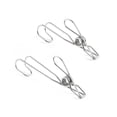 thumbnail image 4 of Paquete de 6 pinzas de cola larga de Metal de acero inoxidable 304 con ganchos, alfileres para ropa, pinzas universales colgantes para cocina, baño y oficina, 4 of 5