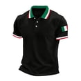 thumbnail image 4 of Mens Polo Shirts Men's Short Sleeve Button Front Polo Shirt Italian Flag Print Performance Top Lightweight Breathable Casual Theme Black L, 4 of 4