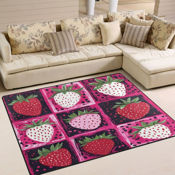 BZSMCE Vintage Area Rugs Strawberry Creative Area For Home