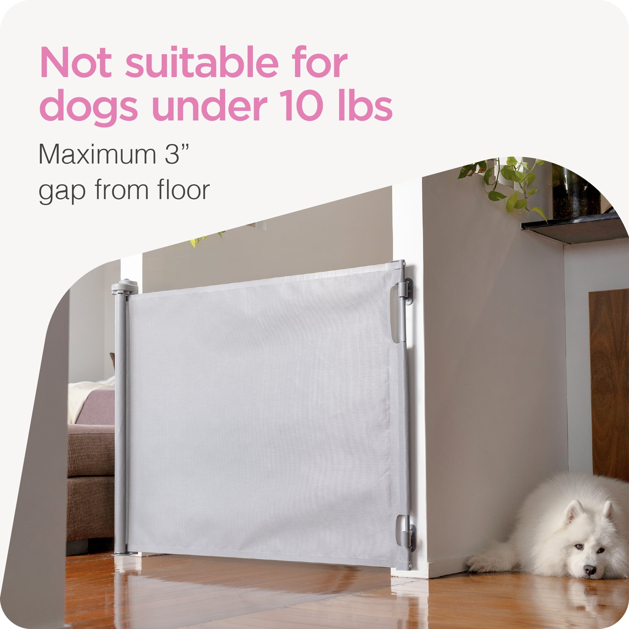Perma 36” H x 71" W Retractable Baby Gate for 6-24 Months, Manual Tensioning & 3-Way-Locking, Gray