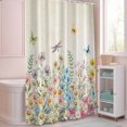 thumbnail image 5 of Shower Curtain Spring Flowers Shower Curtains for Bathroom Decor, Waterproof Polyester Shower Curtain Set with Hooks, Small Stall Size 36" x 72" Watercolor Butterfly Dragonfly, 5 of 9