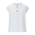 thumbnail image 4 of Wyobmus Linen Tank Tops for Women Sleeveless Loose Cotton Tops Button Down Crewneck Casual Summer T Shirt S-3X White, 4 of 6