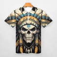 thumbnail image 3 of Indian Devil Skull Men Zipper T-shirt Summer Casual Short Sleeve T-shirt Top, 3 of 7