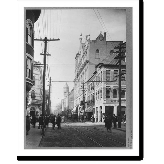 Historic Print, Staunton, Virginia: Main Street and Masonic Temple, 16" x 20"