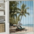 thumbnail image 6 of Creowell Palm Trees Beach Chairs Tropical Shower Curtain Set with Hooks Polyester Fabric Chic Modern Bathroom Decor 69x72, 6 of 7