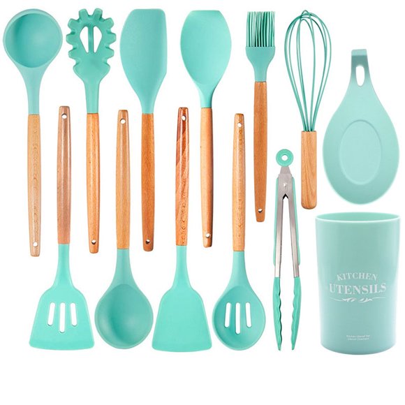 Kitchen Utensil Set - 13 Silicone Cooking Utensils. Kitchen Gadgets for Cookware Kit. Kitchen Accessories Tools. Heat-resistant Non-toxic Nonstick. Best Spatula set Serving Utensils Gifts