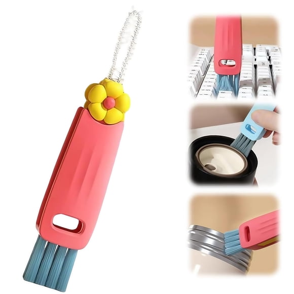 Cepillo de limpieza Shrunqi, 3 en 1, con tapa de taza, multifuncional, rojo