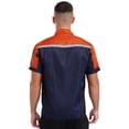 thumbnail image 2 of Vxuxlje Mens Long Sleeve Reflective Stripes Work Jacket Work Shirt Mechanic Uniform Zipper Factory Orange&Navy Blue 180/XXL, 2 of 5