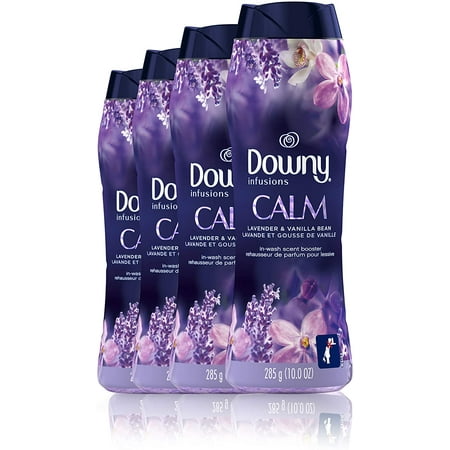 Downy Infusions in-Wash Scent Booster Beads, Calm, Lavender & Vanilla Bean, 10 Ounce, 4 Count