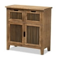 thumbnail image 1 of Baxton Studio Clement Oak Finished 2-Drawer Wood Spindle Storage Cabinet, 1 of 9