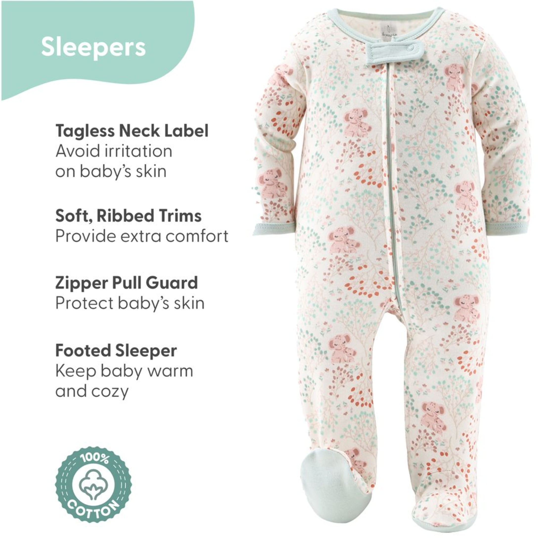 The Peanutshell Newborn Layette Gift Set, Pink Floral Elephant, 30 Essential Pieces, 0-3 Months