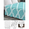 thumbnail image 5 of Queen Size Flat Sheet Only, Quatrefoil Moroccan Pattern Soft Brushed Microfiber Bed Sheets, Geometric Aqua Morocco Hotel Quality Breathable Bedding Top Sheet, Easy Care, 90"x102", 5 of 9