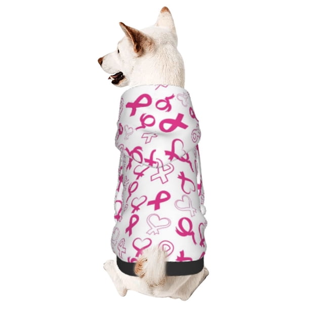 Fotbe Breast Cancer Awareness4 Sudadera con Estampado para Perros Pequeños – Suéter con Capucha para Mascotas, Tela Suave de Forro Polar con Bolsillo-Medium