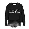 thumbnail image 7 of Girl's Sweatshirts Love Letter Graphic Cotton Drop Shoulder Long Sleeve Crewneck Pullover Kids Valentines Blouse, 7 of 7