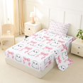 thumbnail image 2 of Homewish Girly Ghost Bow Grid Print Twin Sheets for Kids, Ribbon Ghost Spooky Bedding, 3 Pieces, 1 Flat Sheet, 1 Fitted Sheet and 1 Pillowcase, 2 of 5