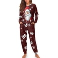 thumbnail image 4 of DISNIMO Santa Claus Snowflake Print Pajama Set for Women 2 Pcs Pj Sets Casual Fashion Sleepwear with Pocket Long Sleeve Nightwear with Long Pants Round Neck Lounge Set, S, 4 of 7