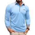 thumbnail image 2 of Men's New Casual Turn-Down Collar Breathable Button Long Sleeve Shirt, Polo Style Top for Spring Fall Smart Casual,Light Blue,2XL, 2 of 4