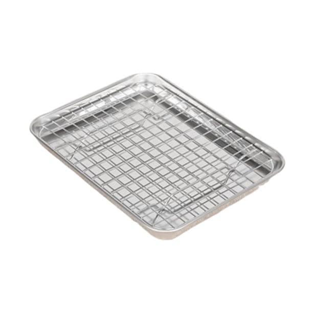 Bandeja para hornear con rejilla Bandeja para hornear Recipiente para alimentos reutilizable Bandeja de drenaje para la familia 265 cm x 205 cm x 25 cm