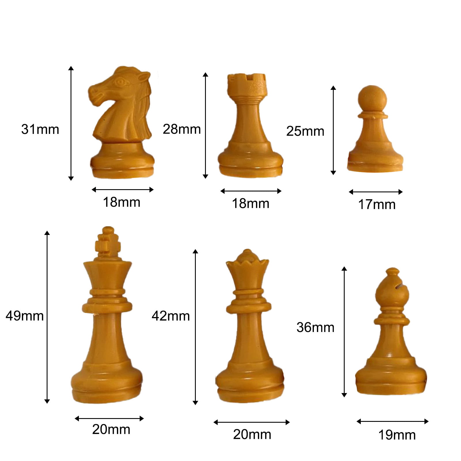32 PCS Replace Carved Chess Pieces Hand Crafted Set Large 49mm King  #+ 