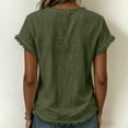 thumbnail image 5 of Womens Short Sleeve V Neck Tshirts Tops Summer Boho Beach Tops Solid Color Raw Edge Hem Gauze Blouses, L, 5 of 6