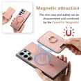 thumbnail image 4 of Phone Case for Samsung Galaxy S24 Ultra, Ultra Slim Phone Grip Ring Stand PU Leather Detachable Magnetic Credit Card Holder Drop Protective Case Cover Compatible with Samsung Galaxy S24 Ultra, Pink, 4 of 8