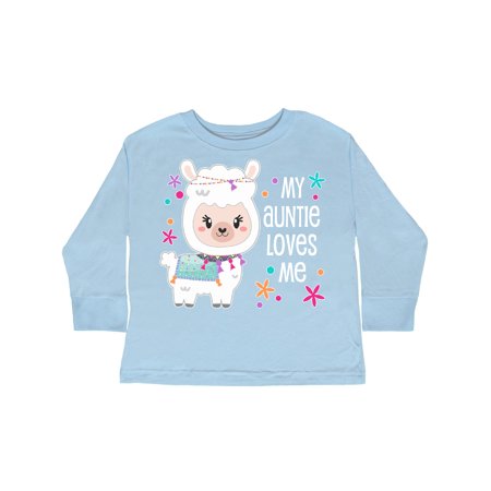 

Inktastic My Auntie Loves Me- cute and happy llama Gift Toddler Boy or Toddler Girl Long Sleeve T-Shirt