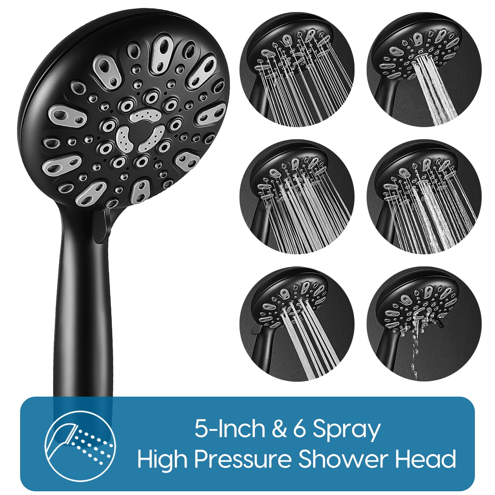 ROSYNEY Shower and Tub Faucet Set - with Tub Spout (Valve Included), Black Shower Head and Handle Set with Handheld,Matte Black