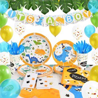 WERNNSAI Watercolor Dinosaur Party Decoration Set - 136PCS