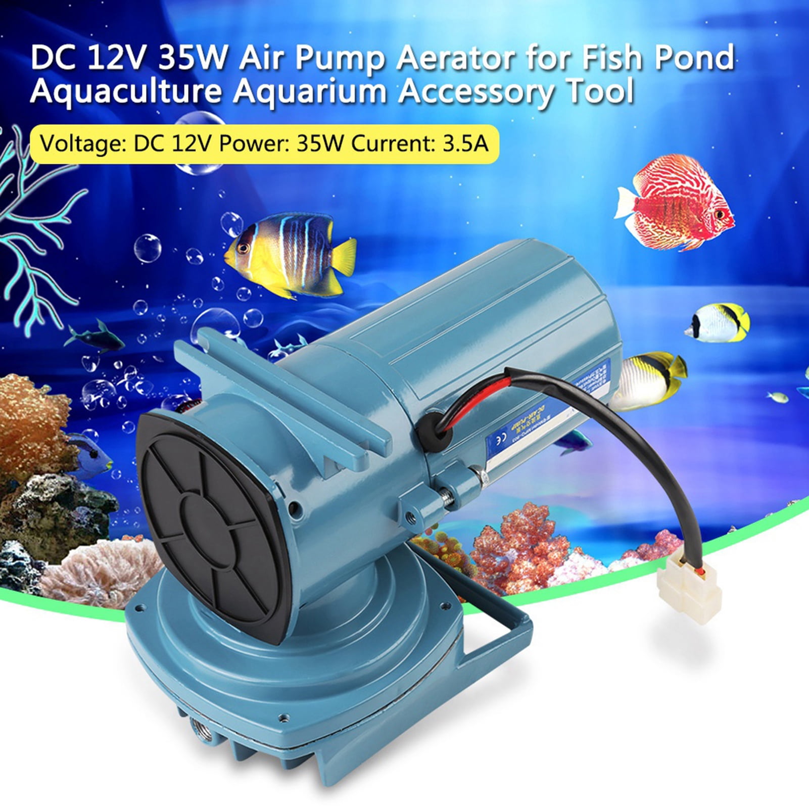 Aquarium Air Pump, DC 12V 35W Portable Aquarium Oxygen Pump, Professional Powerful Commercial For Grow Plants Fish Pond