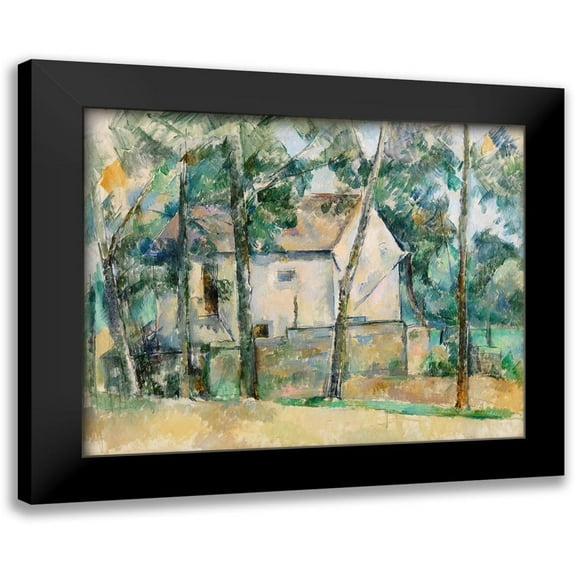 Cezanne, Paul 14x12 Black Modern Framed Museum Art Print Titled - House and Trees