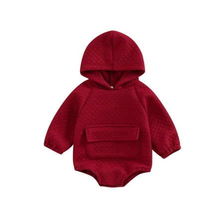 

Infant Baby Boy Girl Fall Clothes Hoodie Pullover Sweatshirt Romper Plaid Winter Long Sleeve Onesie Outfit