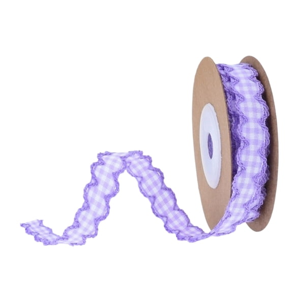 0.5 Inch Gingham Ribbon - 5 Yards Plaid Checked Polyester Ribbon for Gift Wrapping, Flower Bouquets, Wreaths, Christmas Decor, Wedding & Party Crafts (Purple, 0.5in×5yds)