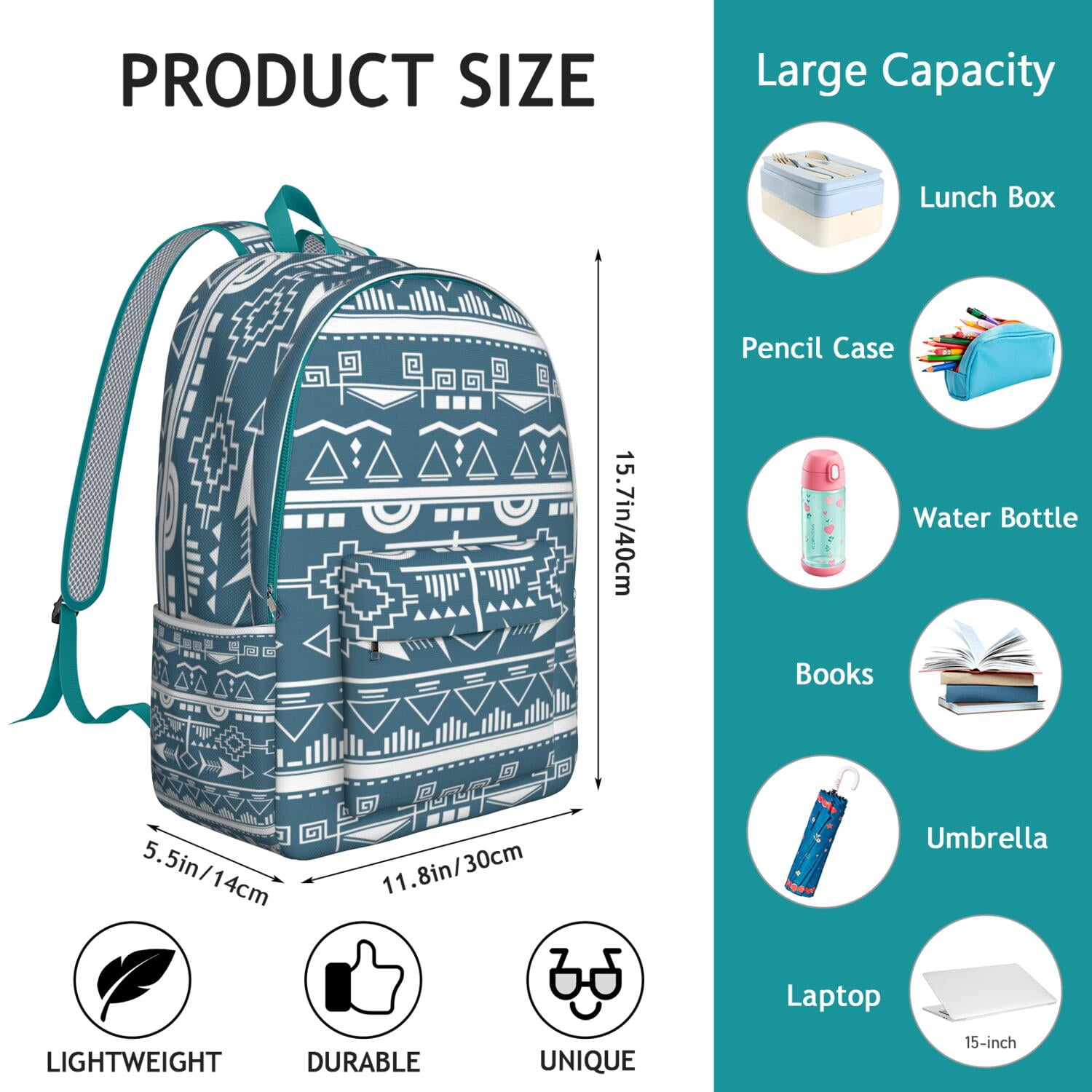 Nordic Style Travel Backpack for Students, Durable Boho Design with Multi Pockets, Perfect for College or Office