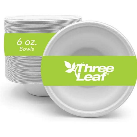 Three Leaf  6 oz Bagasse Bowls - Pack of 1000