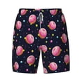 thumbnail image 4 of Lsque Mens Swim Trunks Cartoon Donut Planets Pattern - Bathing Suit Compression Liner - Beach Swim Shorts Swimwear - (S-3XL) - Stretch Quick Dry -Small, 4 of 9