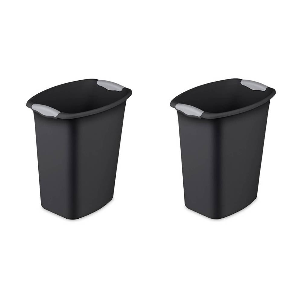 Sterilite 1035 Narrow Wastebasket Garbage Trash Can 3 Gal Plastic Black