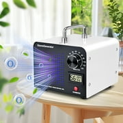 FOUKUS Ozone Generator: 45000mg/h Ozone Machine with Temperature and Humidity Display for Home, Car, Smoke, Pet, Offices, Hotels - White