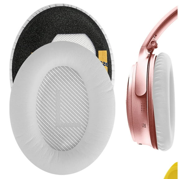 Geekria QuickFit Replacement Ear Pads Compatible with Boses QC 45/ 35II/ 35IIGaming/ 25/15, AE 2/2i/2w, SoundTrue, SoundLink AE, QCSE, New QuietComfort Headphones (White)
