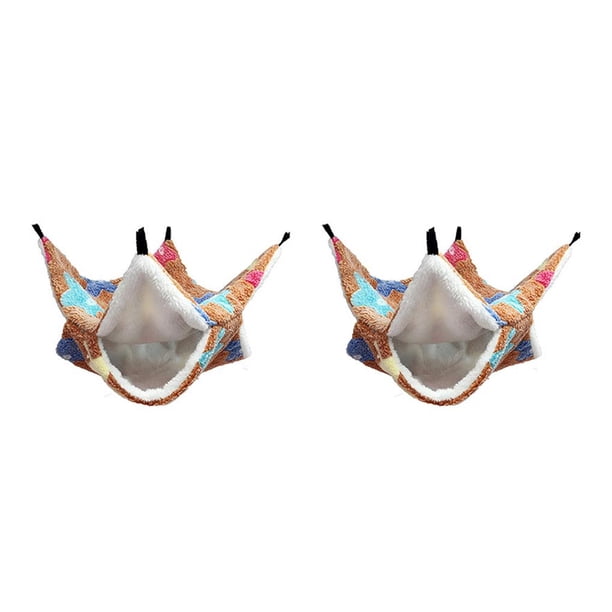 Methold Hamaca para ratas, cama colgante suspendida para mantener el calor, suministros para mascotas de colores surtidos para hámster, Caramelo de estrella de mar 34x34 2piezas