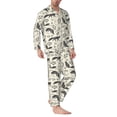 thumbnail image 2 of Daiia Vintage Moon Fox for Men's Long-Sleeved Pajama Set – Soft & Comfortable Sleepwear Button-Up Pajamas Cozy Lounge Wear-Medium, 2 of 7