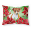 Jack Russell Terrier Poinsettas Fabric Standard Pillowcase-30 x 20.5-