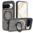 thumbnail image 1 of Asuwish Phone Case for Google Pixel 9/10/9 Pro/10 Pro 5G Tempered Glass Screen Protector Magnetic Bracket stand Translucent Shockproof Protective Cell Cover Pixel9 Pixel10 9Pro 10Pro Women Men Black, 1 of 8